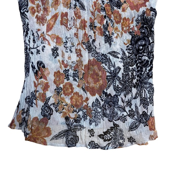 Lucky Brand Women’s Floral Cream Sheer 3/4 Sleeve V Neck Top - Picture 2 of 5